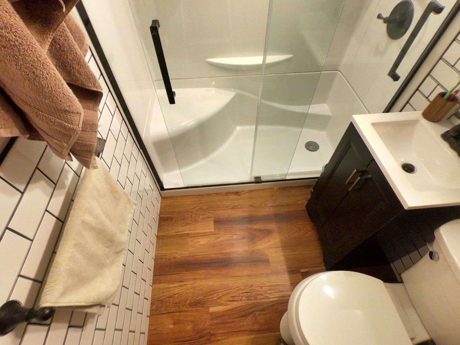 Mayfair bathroom remodel with subway-tile walk-in shower